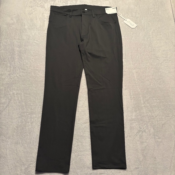 Stylus Slim Fit 5-Pocket Flat Front Pants, Charcoal Smoke Grey - Size 34X30 - Picture 1 of 7